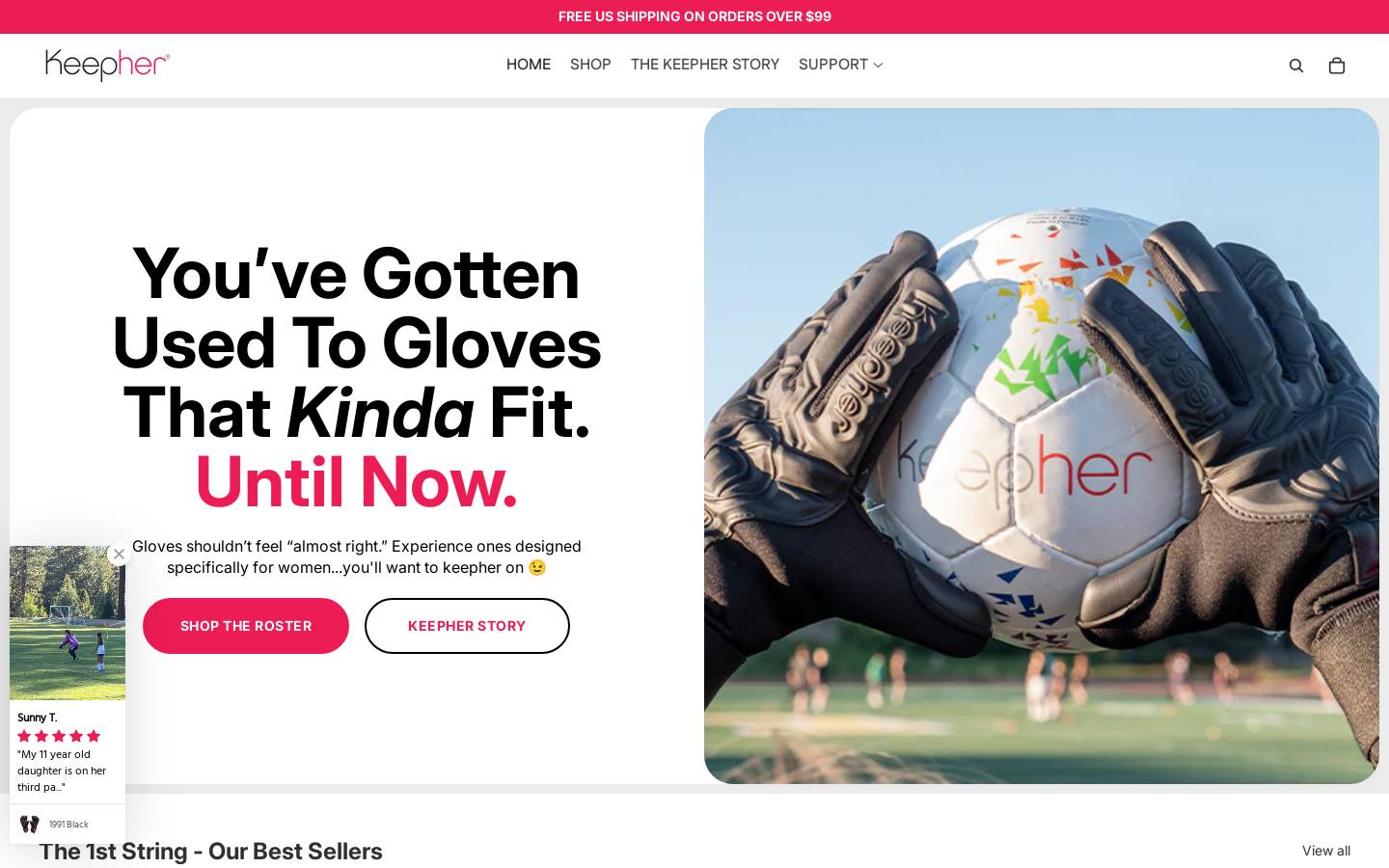 keephersoccer.com homepage screenshot
