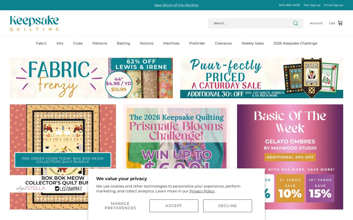 Keepsakequilting homepage screenshot
