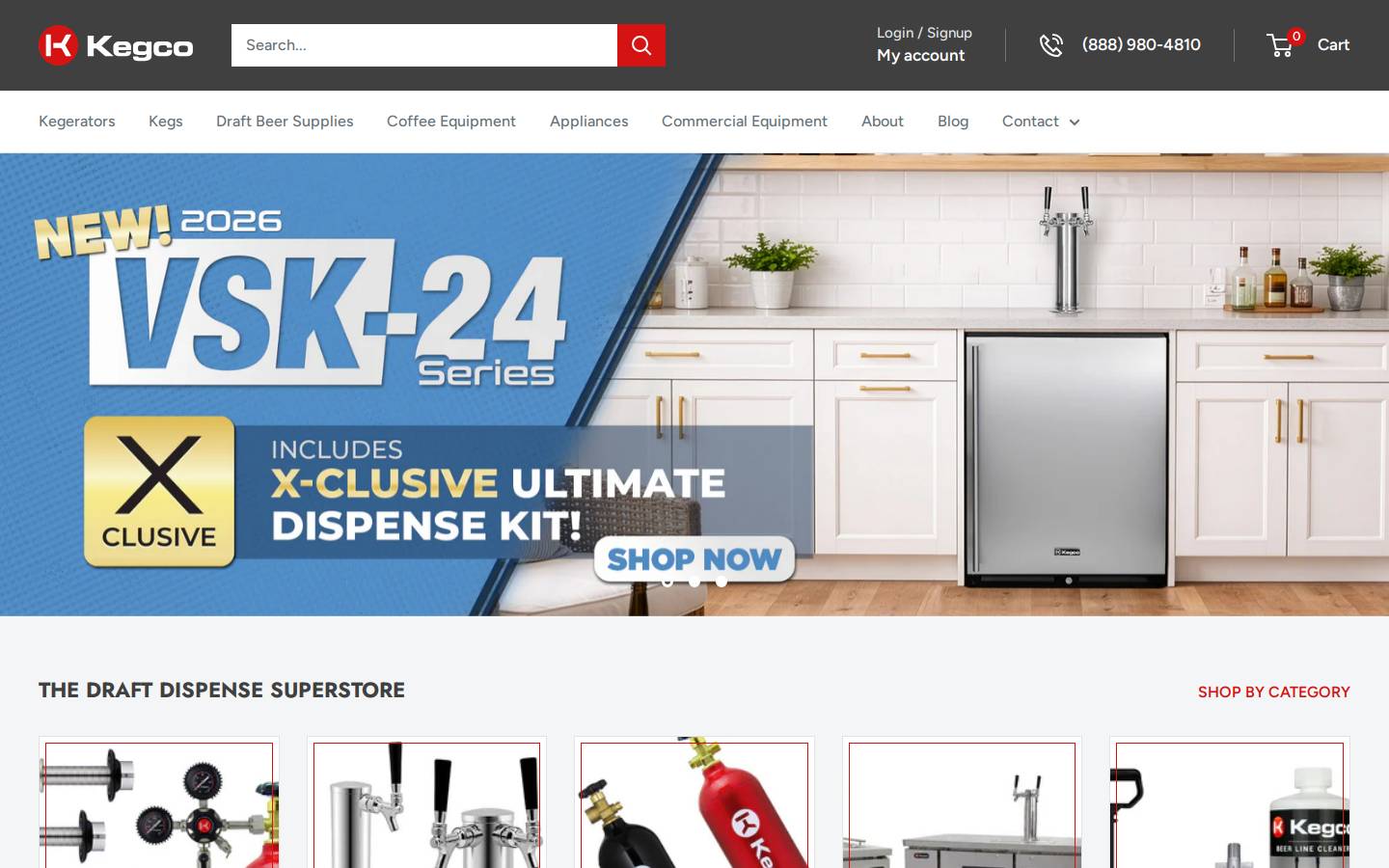 Kegco homepage screenshot