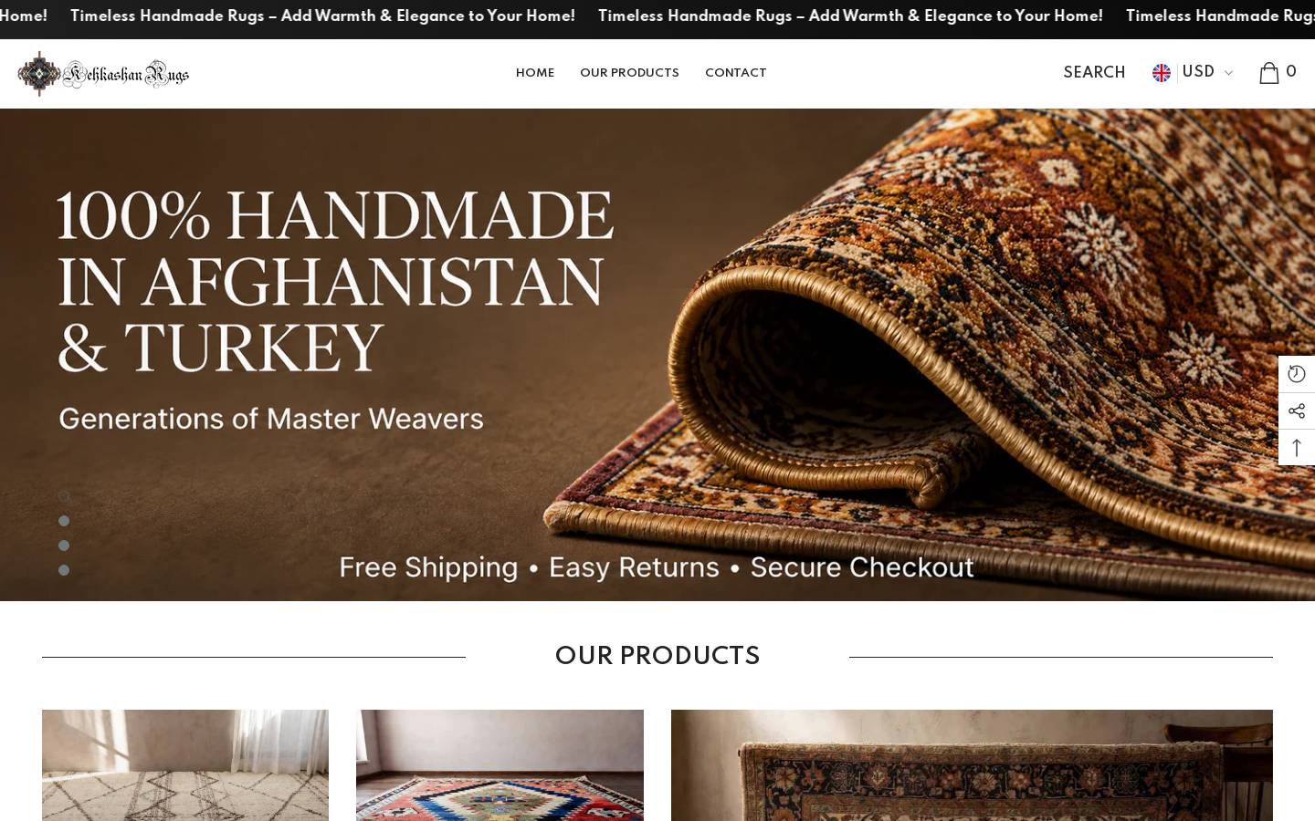 kehkashanrugs.com homepage screenshot
