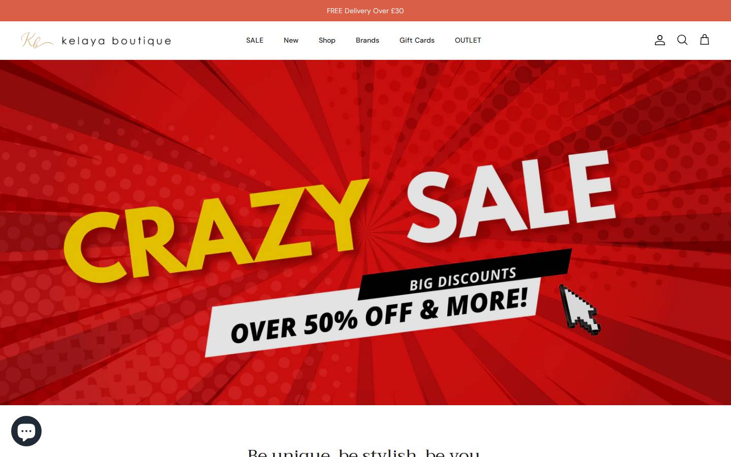 kelayaboutique.com homepage screenshot
