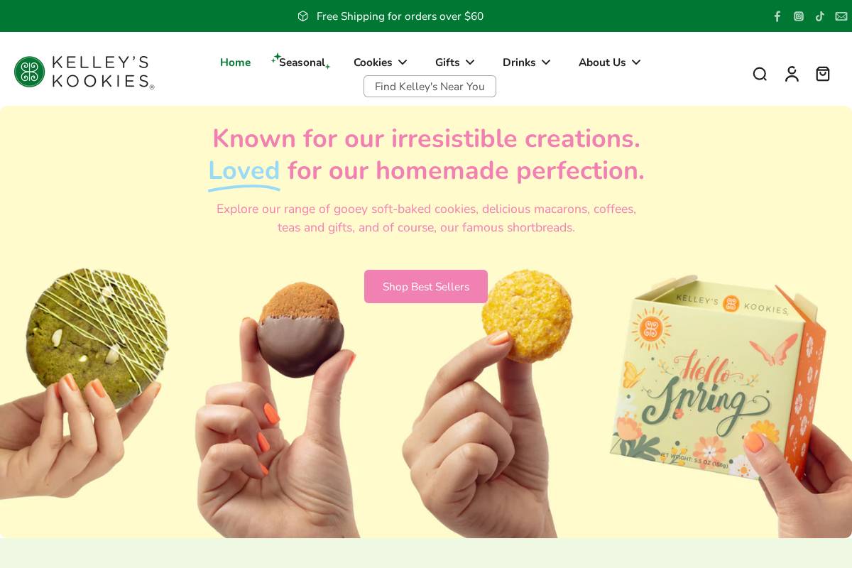Kelleys Kookies homepage screenshot