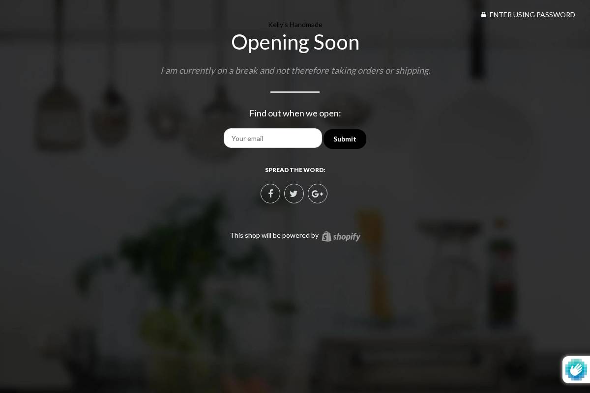 kellyshandmade.com homepage screenshot