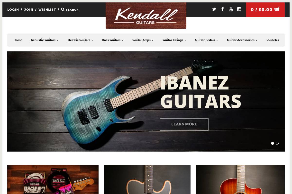 kendallguitarshop.co.uk homepage screenshot