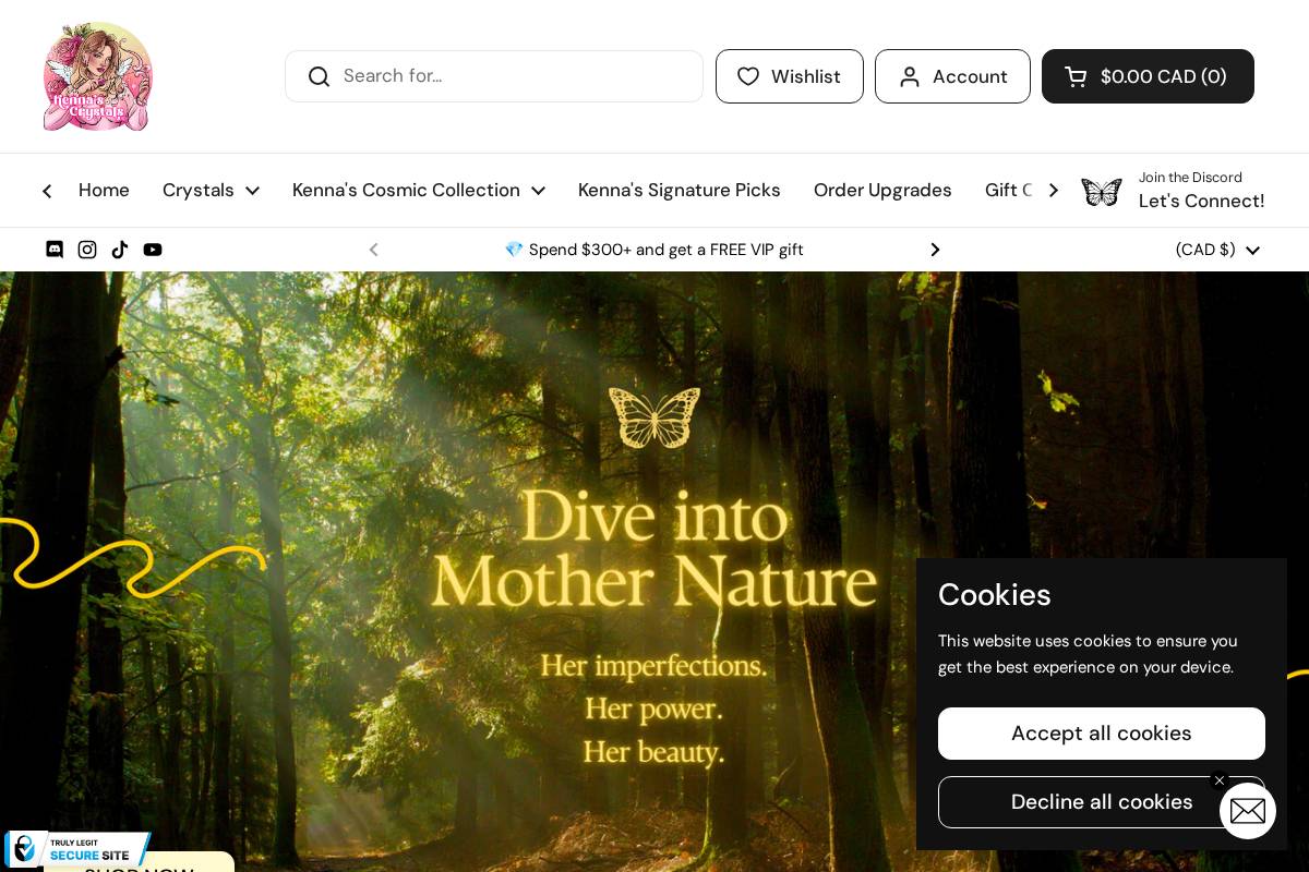 kennascrystals.com homepage screenshot