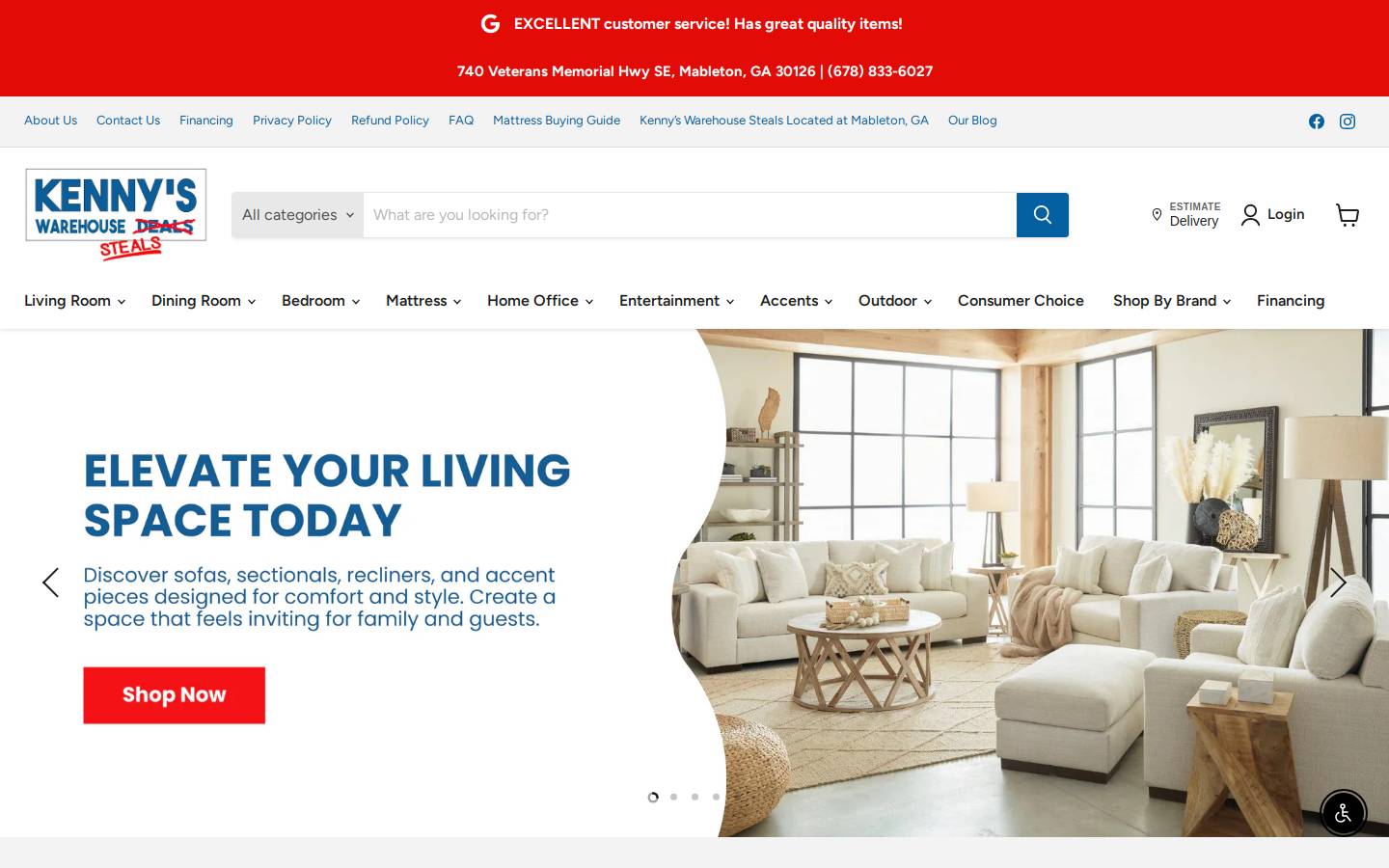kennyswarehousesteals.com homepage screenshot