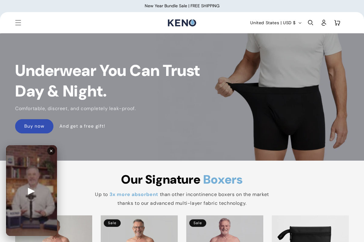 Keno Wear homepage screenshot