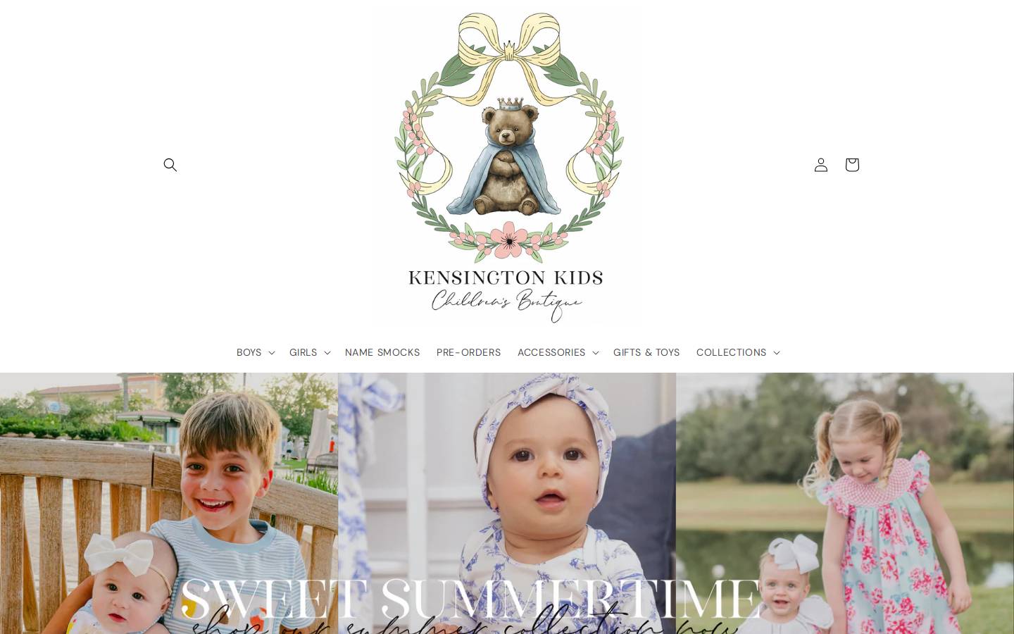 kensingtonkidsapparel.com homepage screenshot