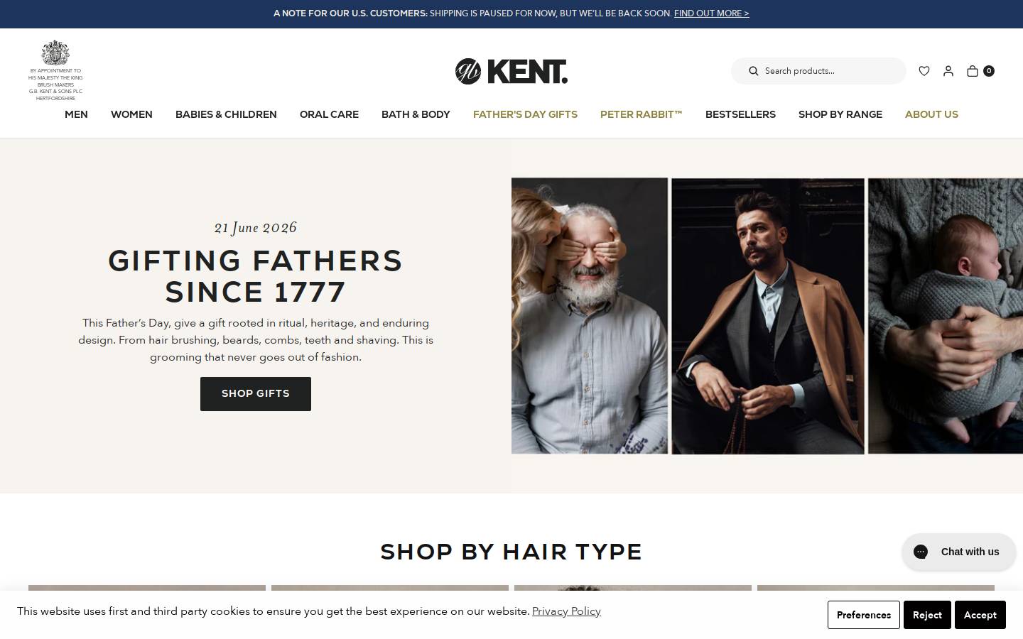 Kent Brushes homepage screenshot