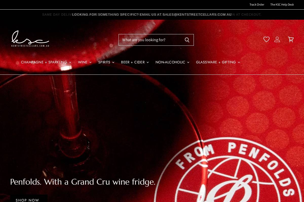 kentstreetcellars.com.au homepage screenshot