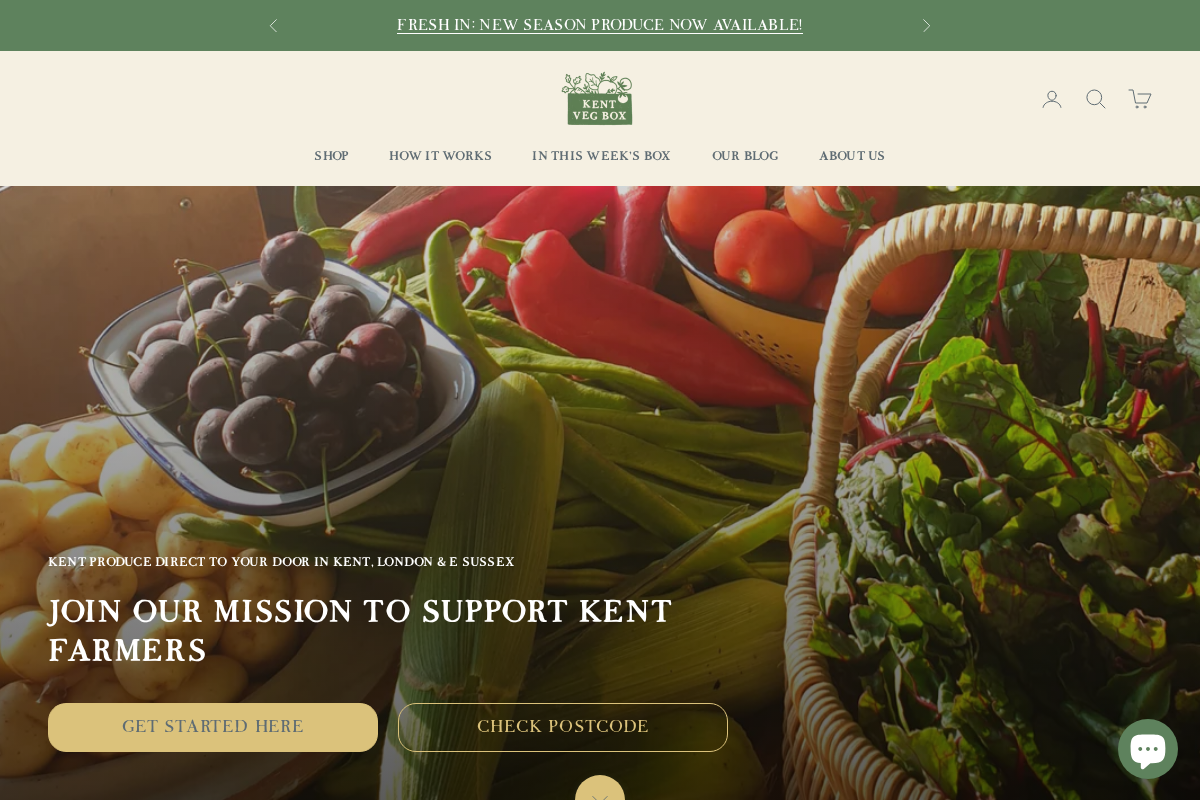 Kent Veg Box homepage screenshot