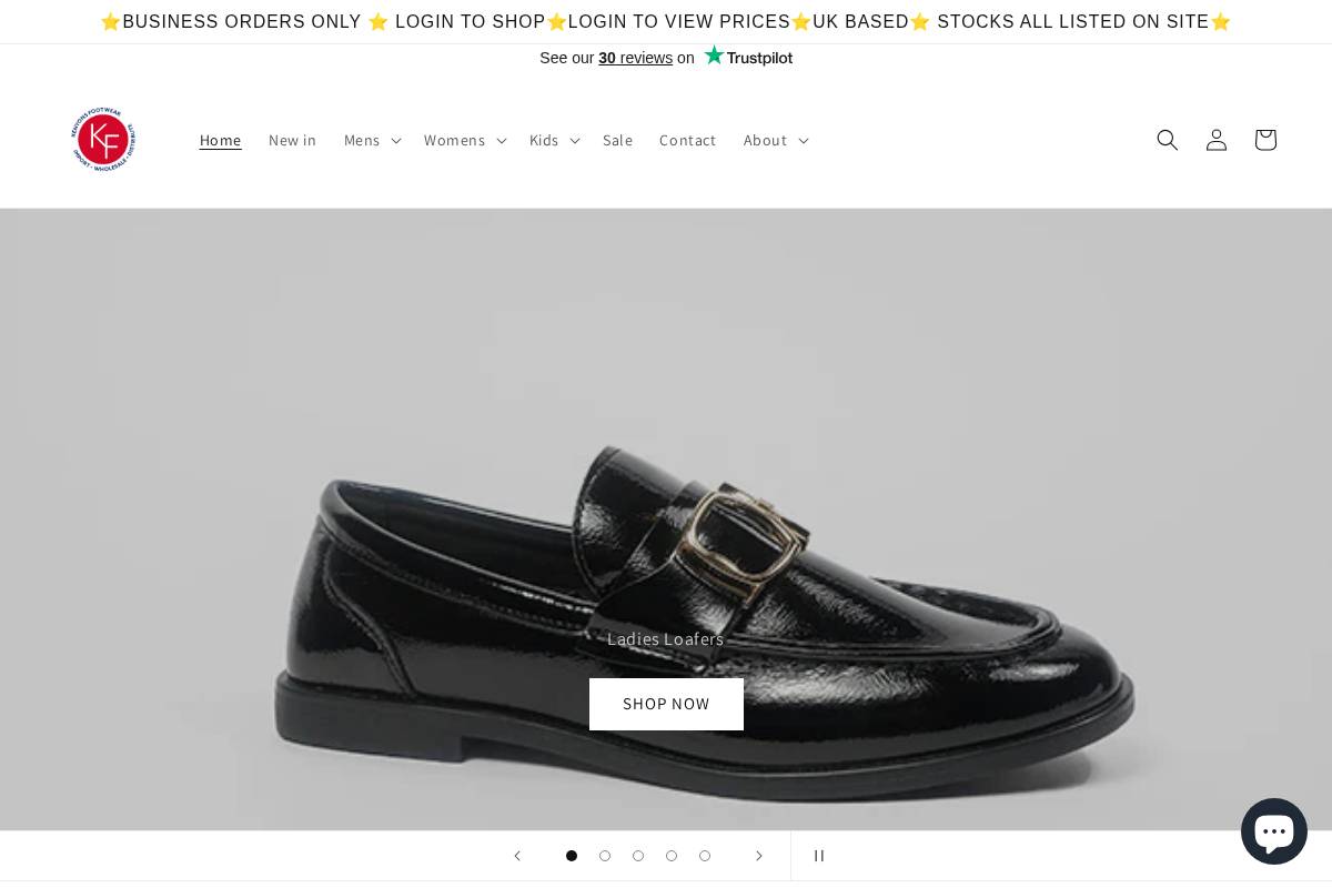Kenyonsfootwear homepage screenshot