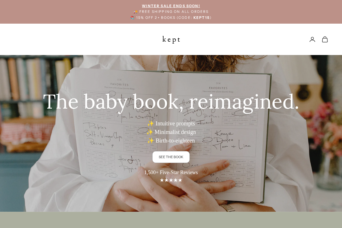 Kept homepage screenshot