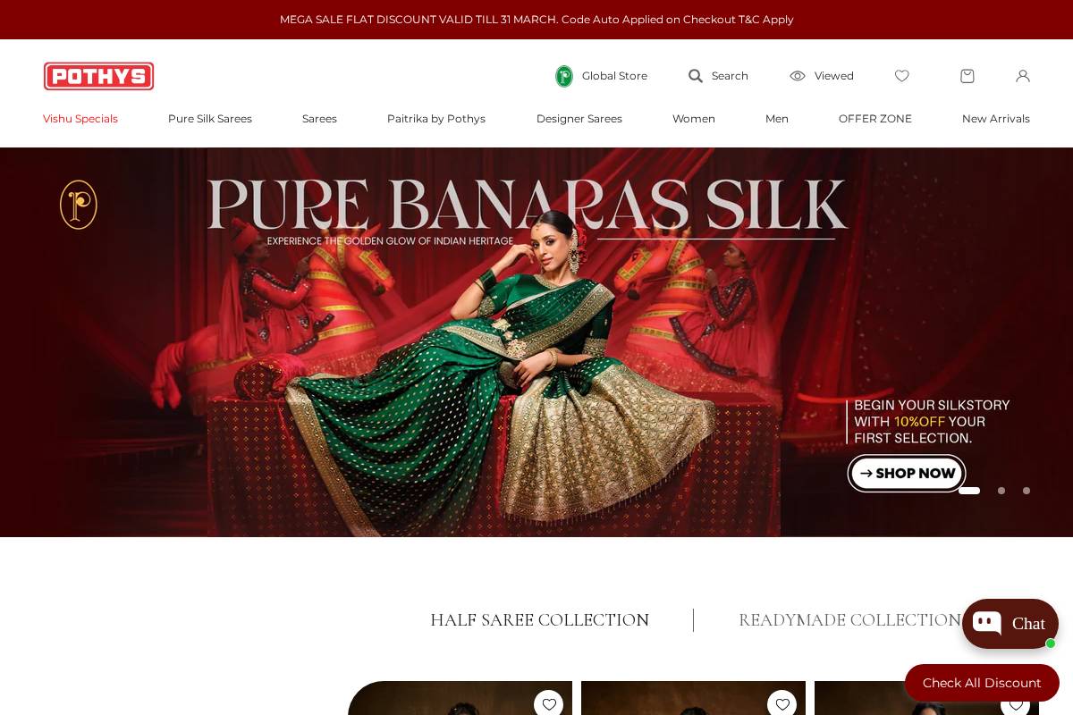 kerala.pothys.com homepage screenshot