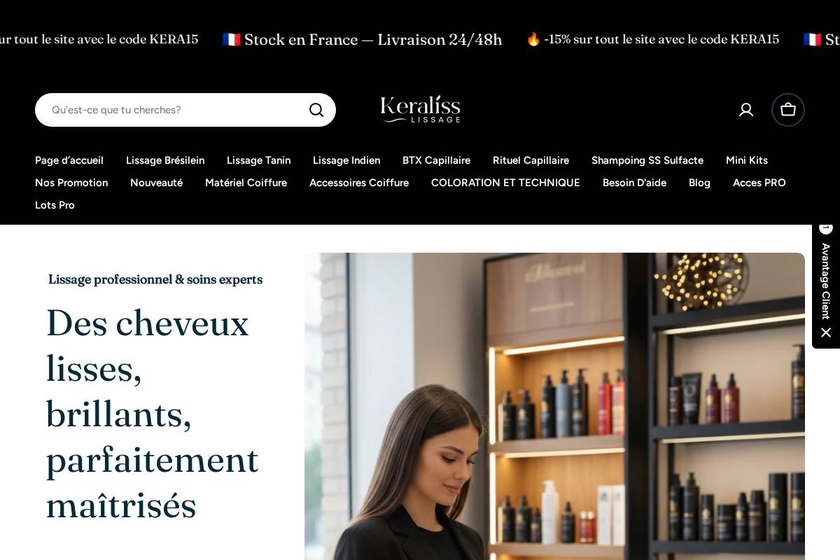 Keraliss Lissage homepage screenshot
