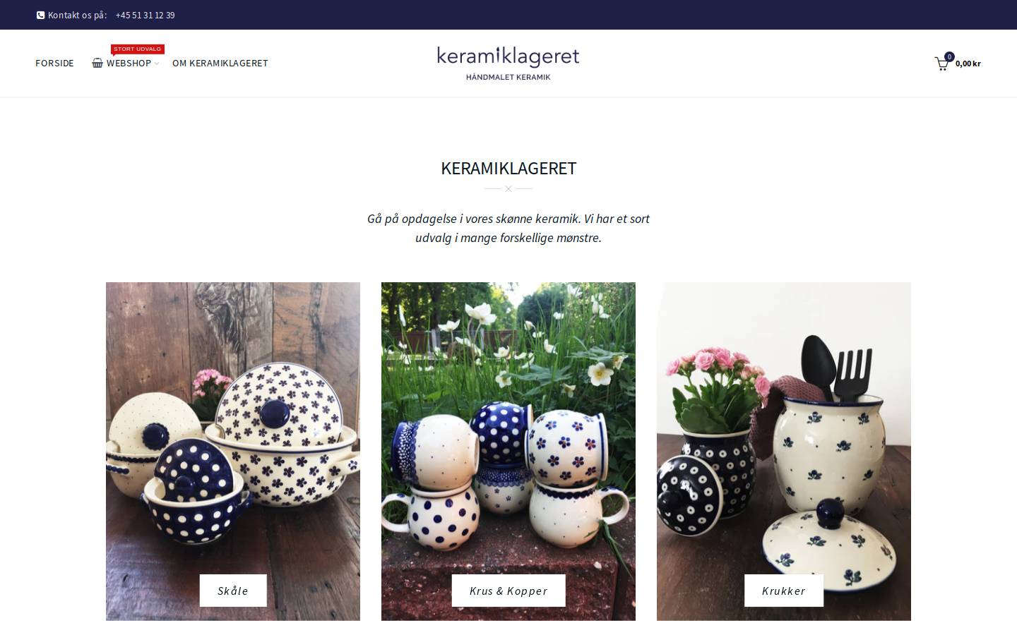 keramiklageret.dk homepage screenshot