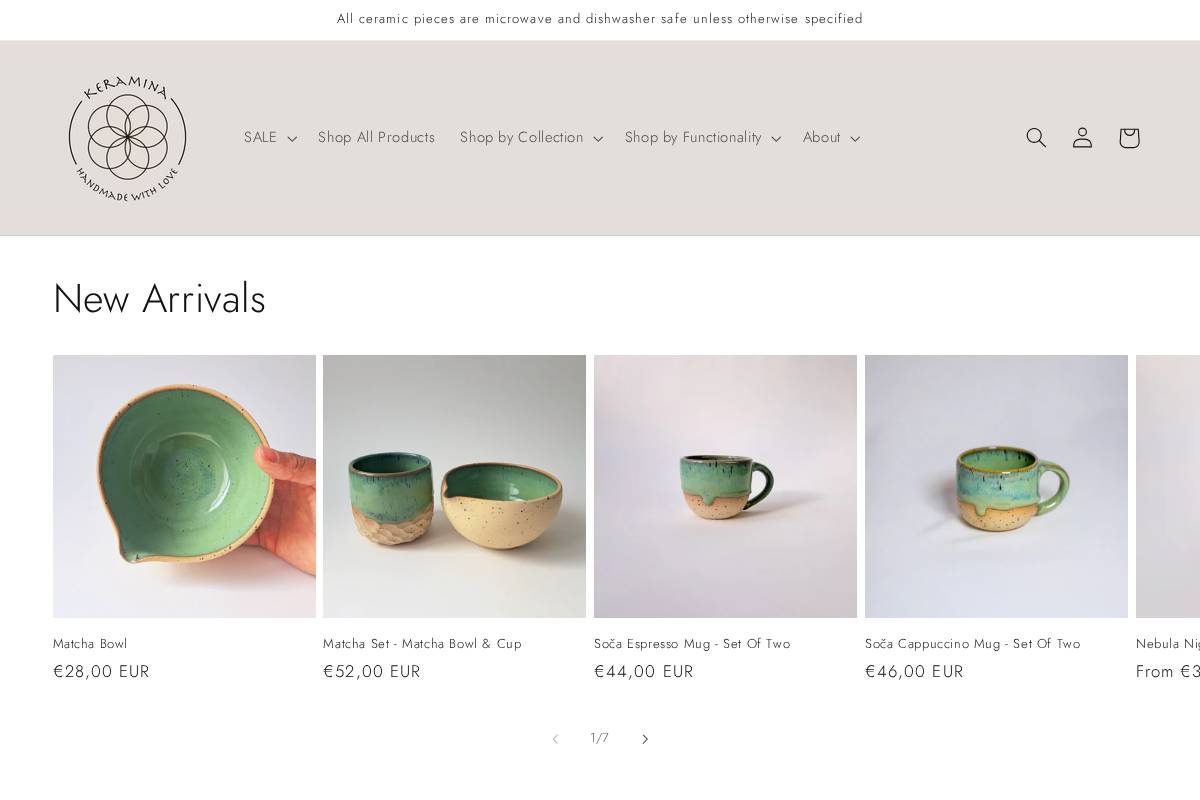 keraminaceramics.com homepage screenshot