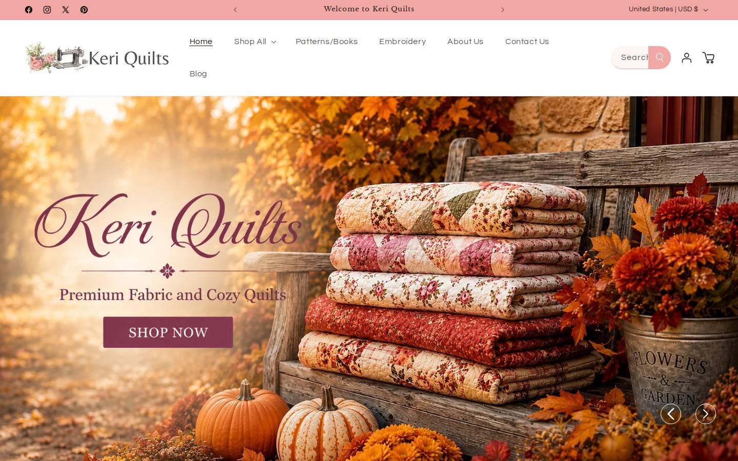 keriquilts.com homepage screenshot