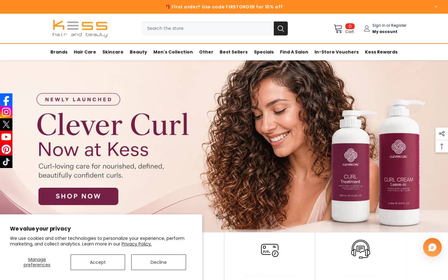 Kess homepage screenshot