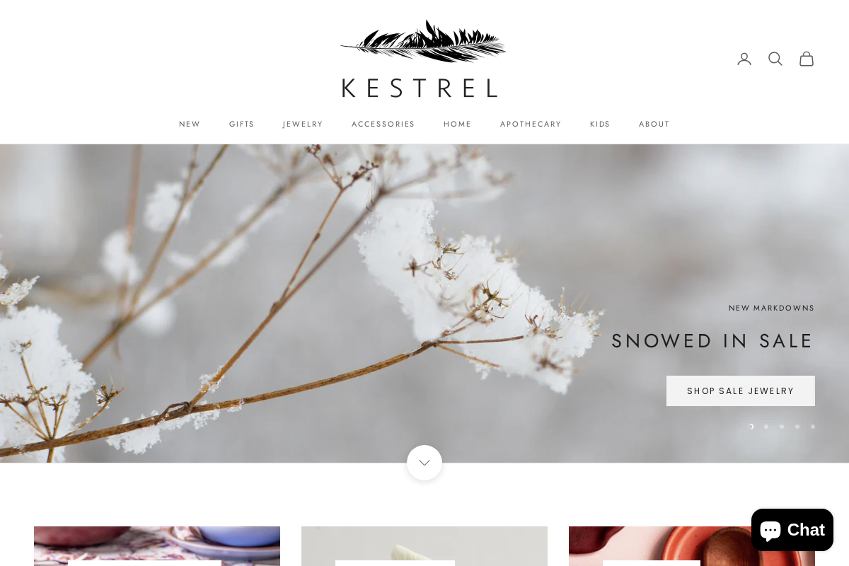 kestrelshop.com homepage screenshot