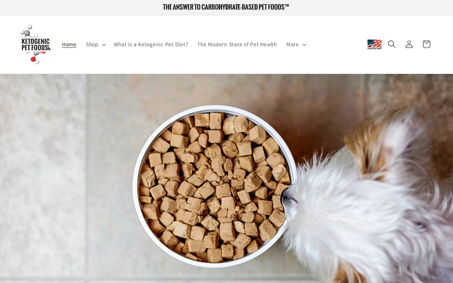 ketogenicpetfoods.com homepage screenshot
