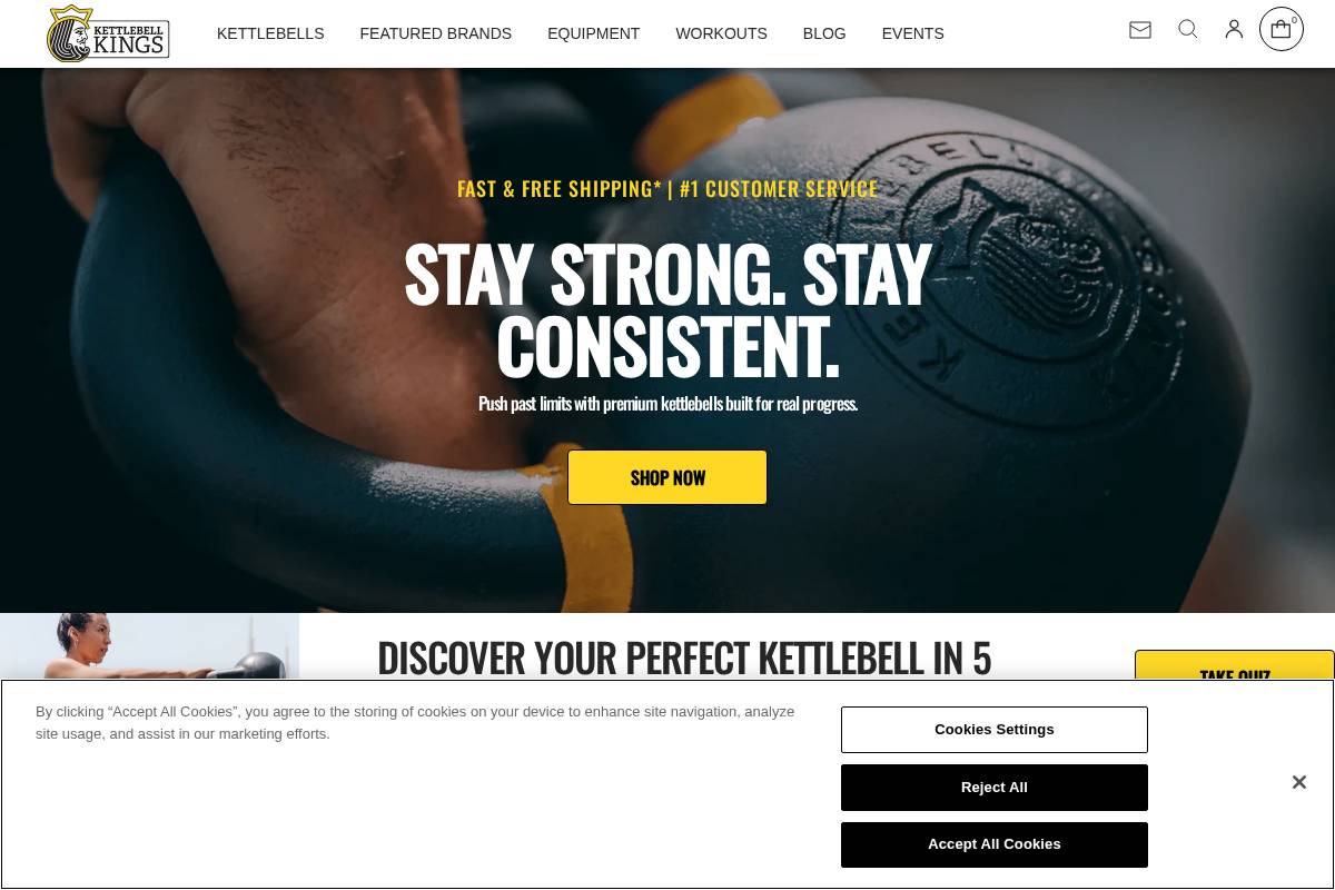 Kettlebell Kings homepage screenshot