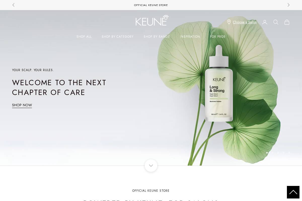 keune.com homepage screenshot