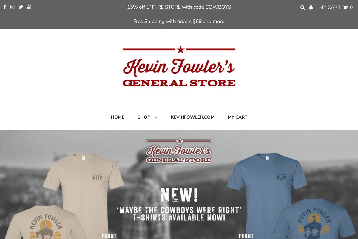kevinfowlerstore.com homepage screenshot