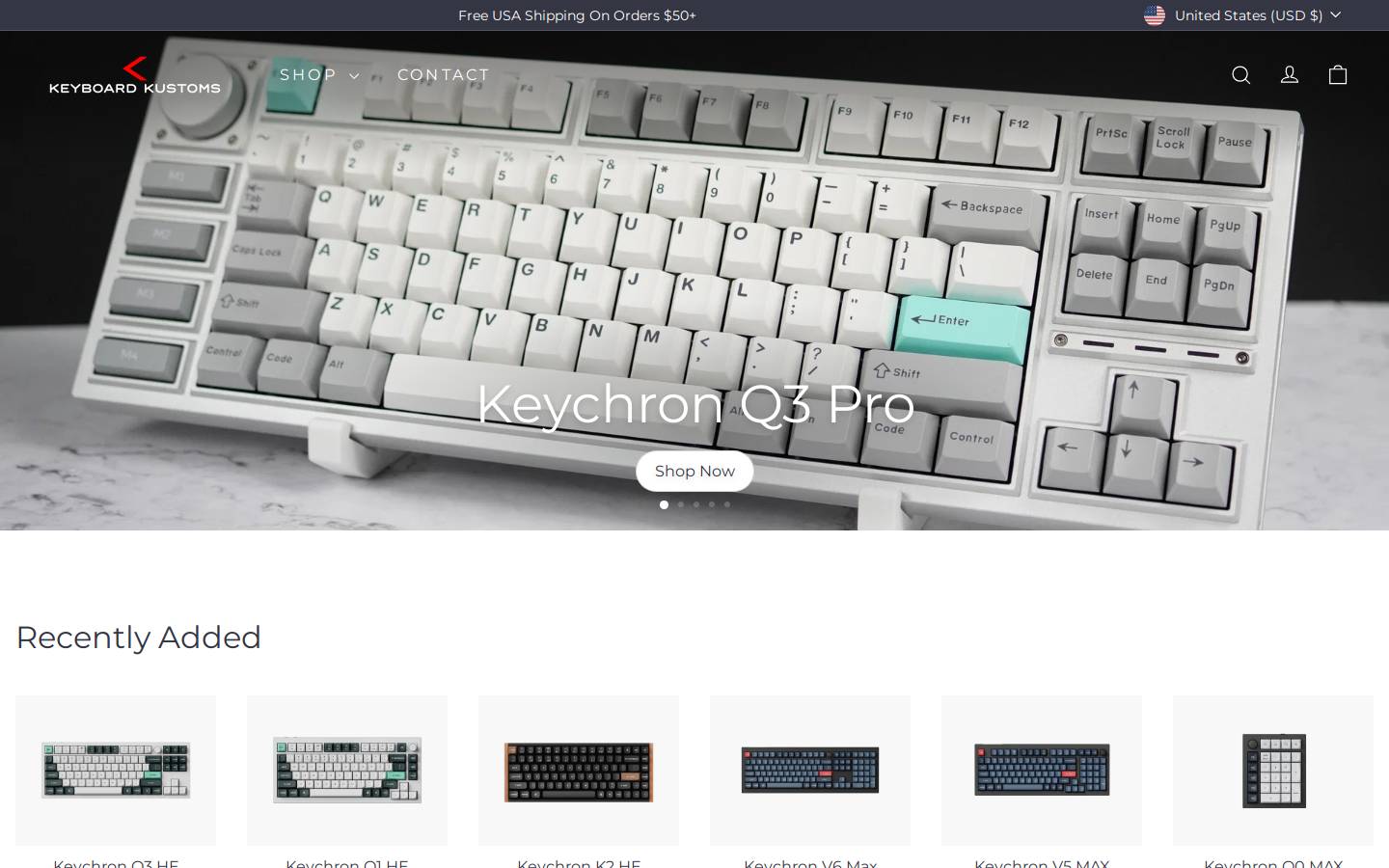 keyboardkustoms.com homepage screenshot
