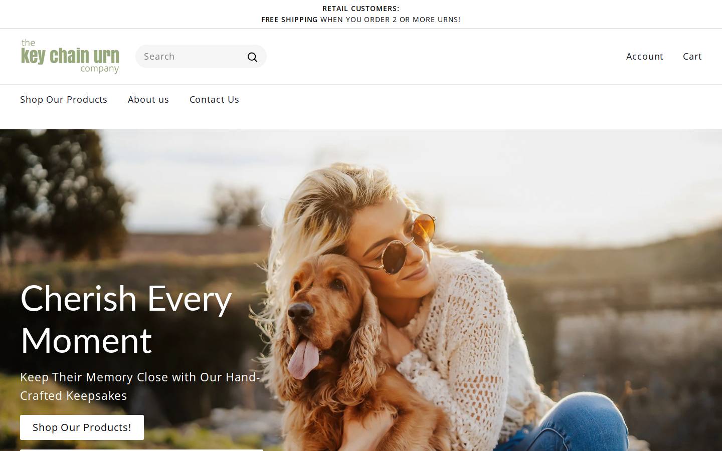 keychainurn.co homepage screenshot