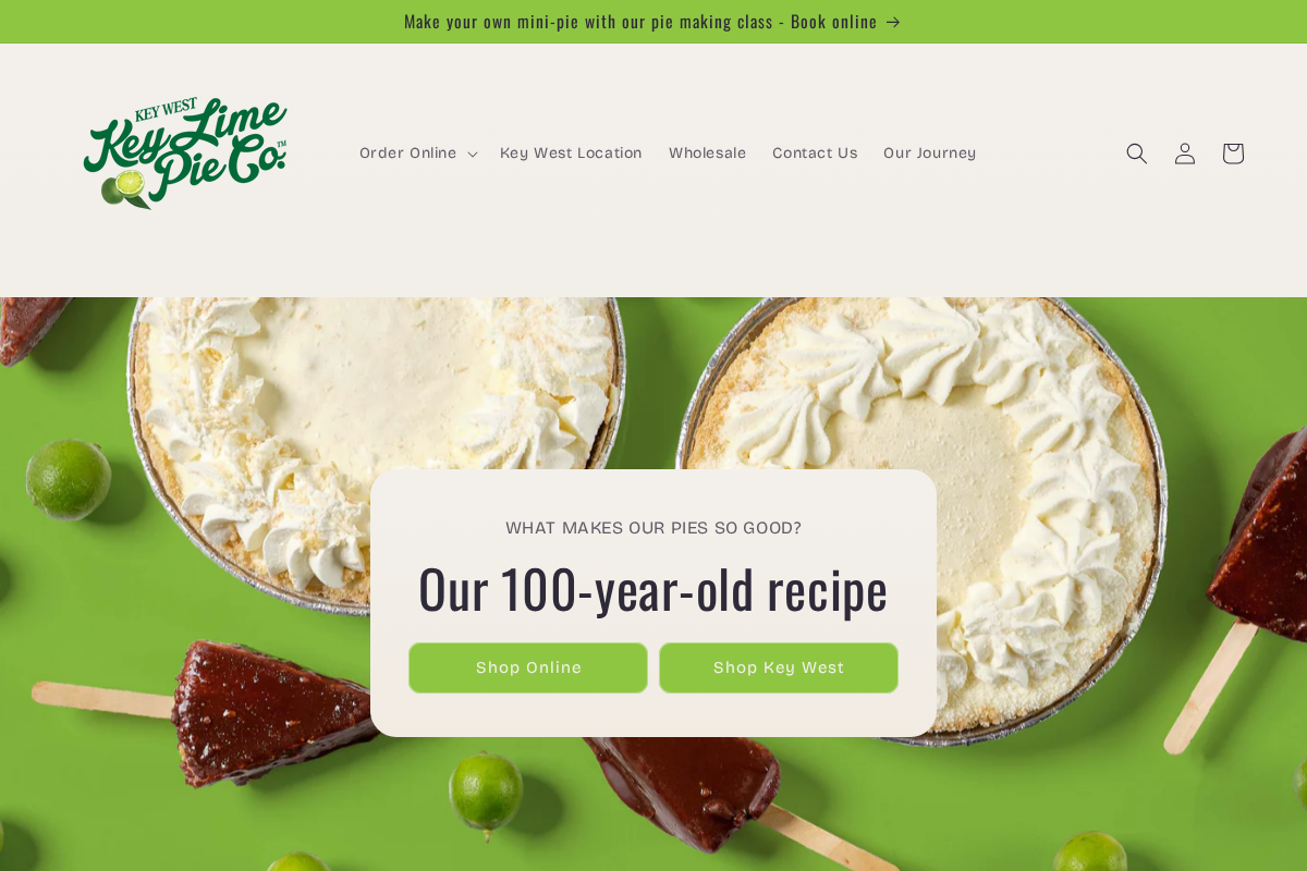 Key Lime Pie Co homepage screenshot