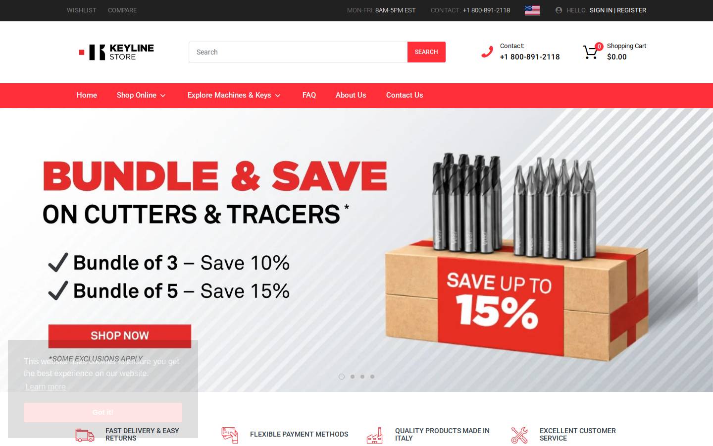 keylinestore.com homepage screenshot