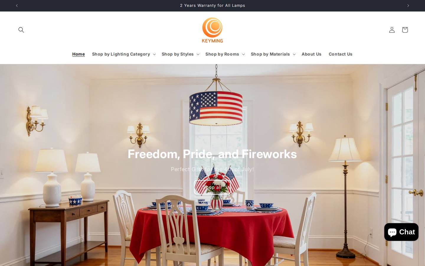 keyminglighting.com homepage screenshot