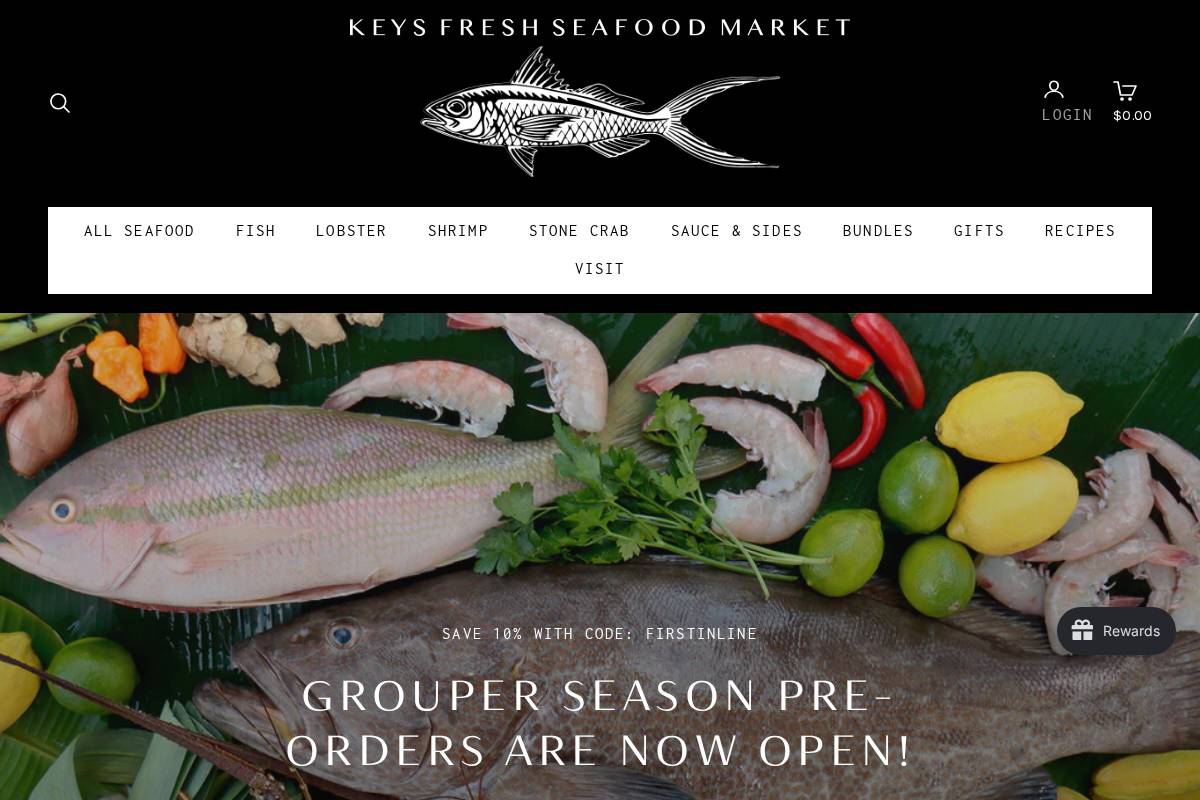 keysfreshseafood.com homepage screenshot