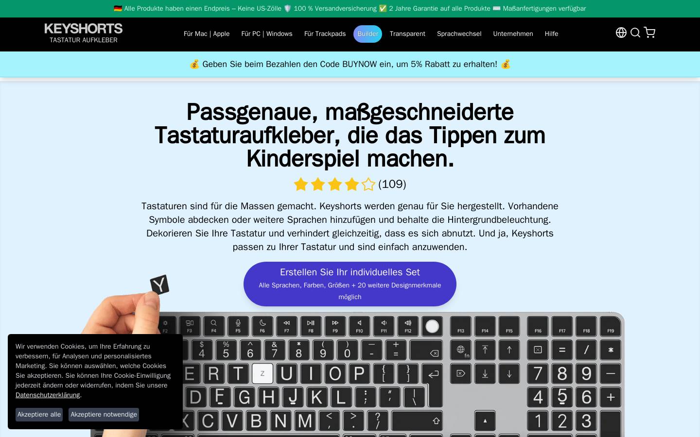 Keyshorts homepage screenshot