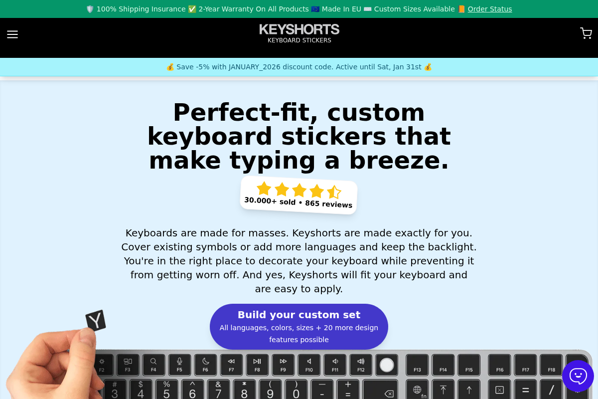 Keyshorts homepage screenshot