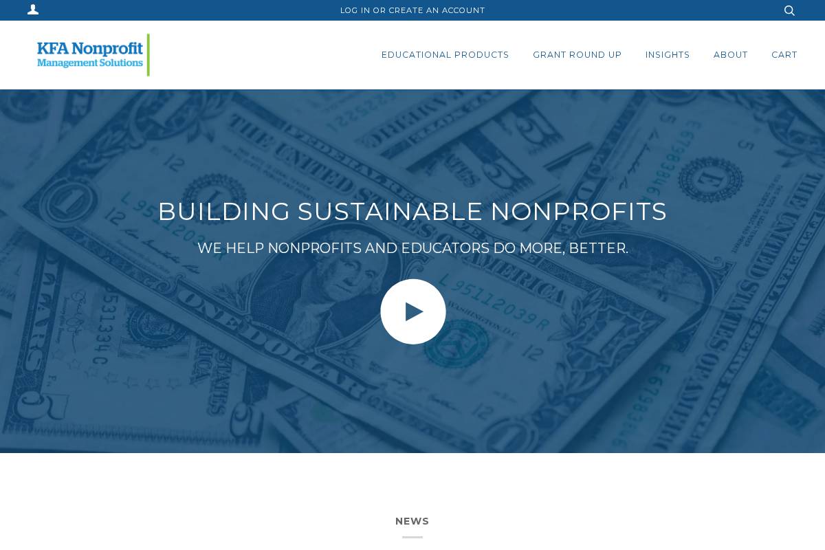 KFA Nonprofit Funding Solutions homepage screenshot