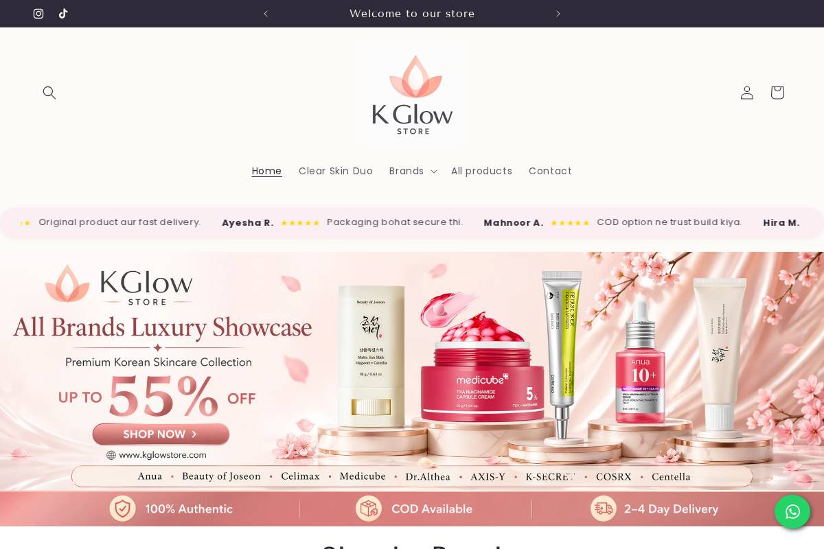 kglowstore.com homepage screenshot