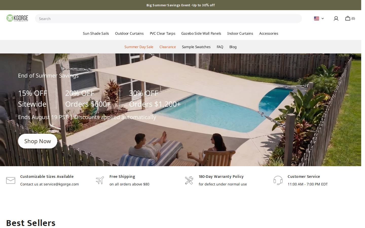 KGORGE Curtains homepage screenshot