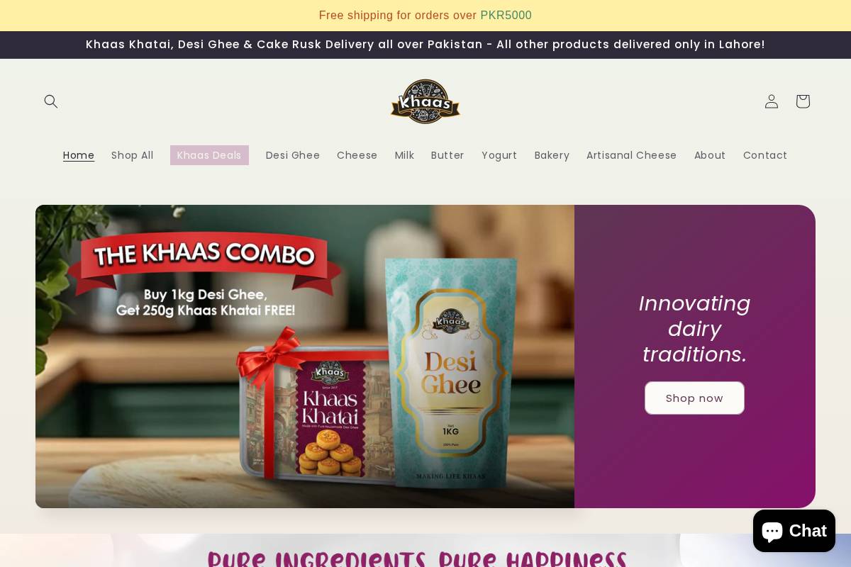 khaasfoods.pk homepage screenshot