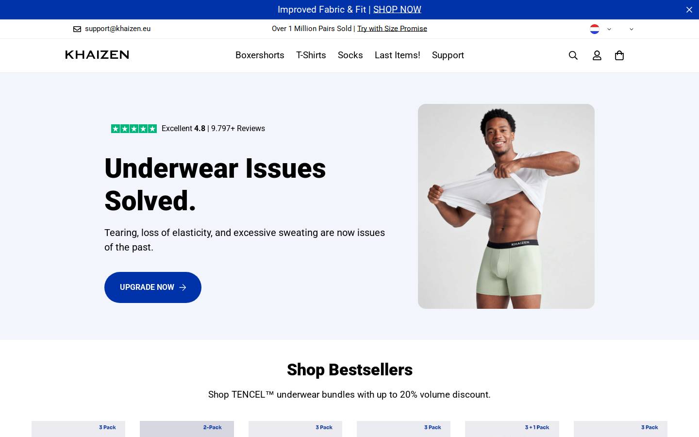KHAIZEN Underwear® homepage screenshot