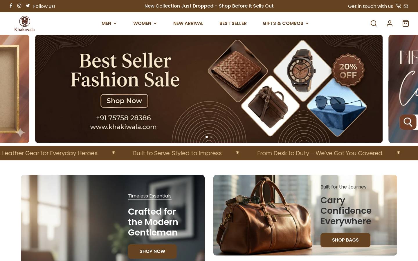 khakiwala.com homepage screenshot