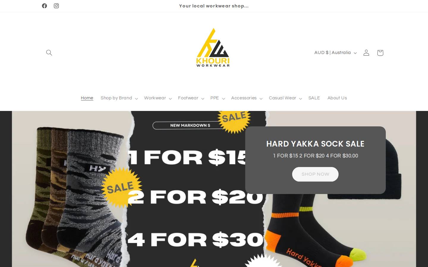 khouriworkwear.com homepage screenshot