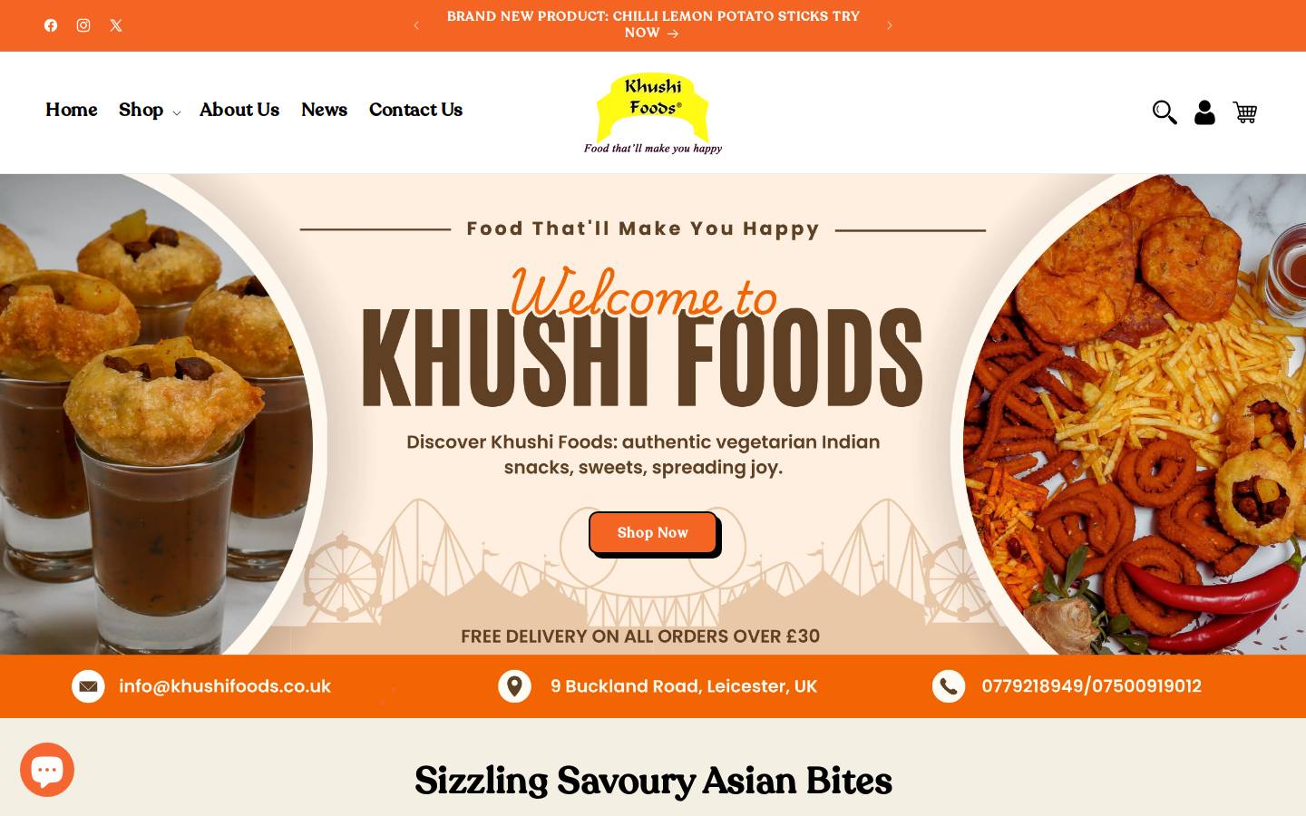 khushifoods.co.uk homepage screenshot