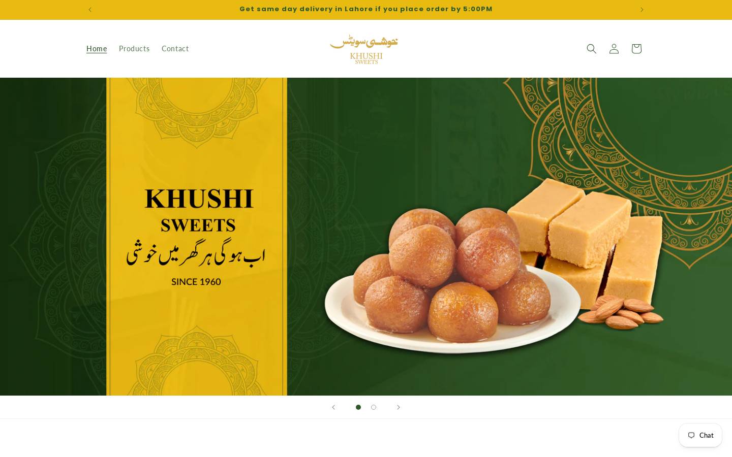 khushisweet.com homepage screenshot