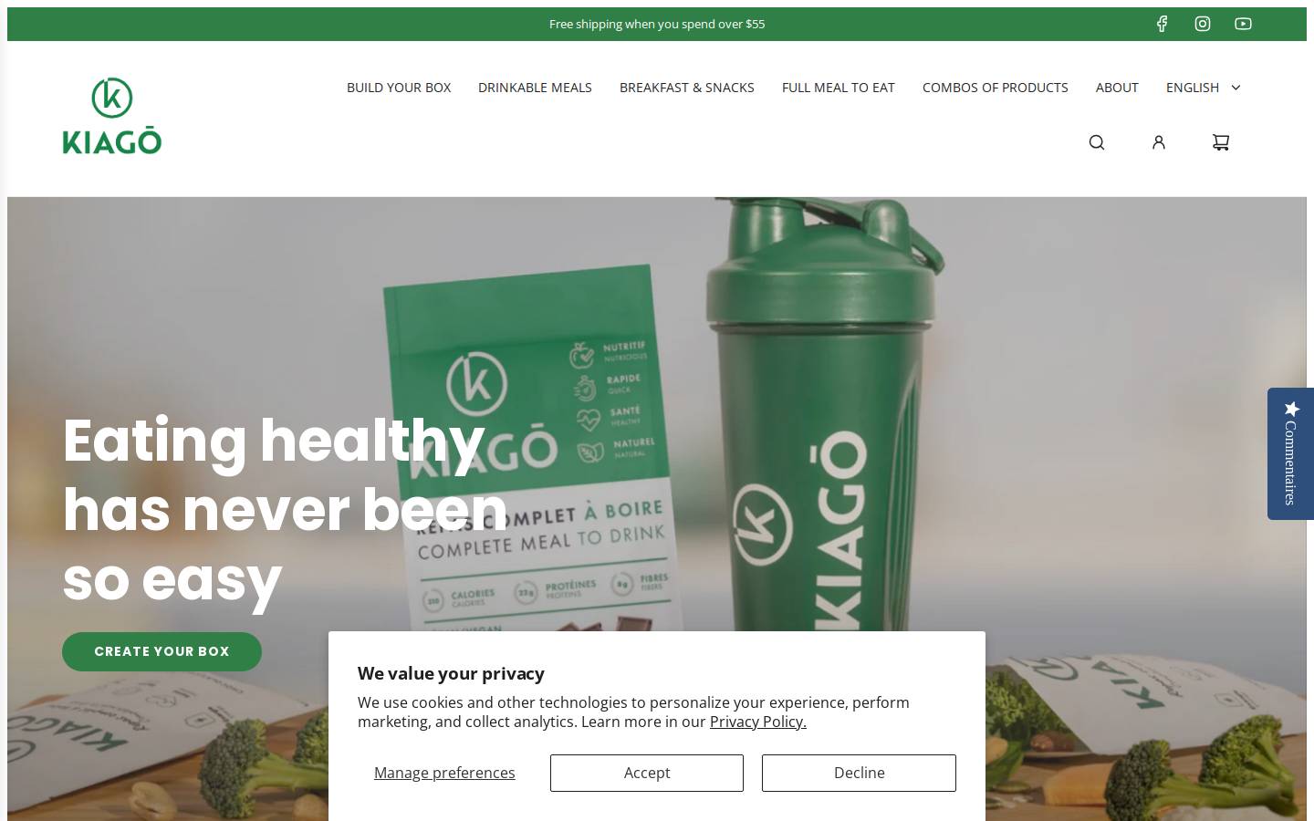 kiago-nutrition.com homepage screenshot