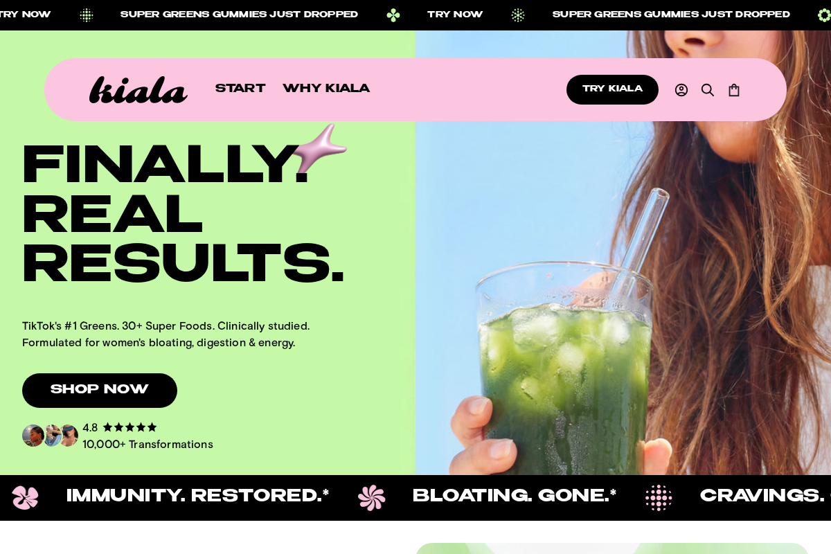 Kiala Nutrition homepage screenshot