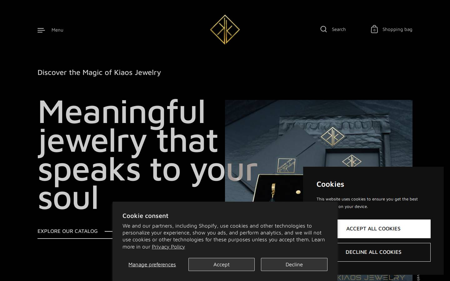 kiaosjewelry.com homepage screenshot