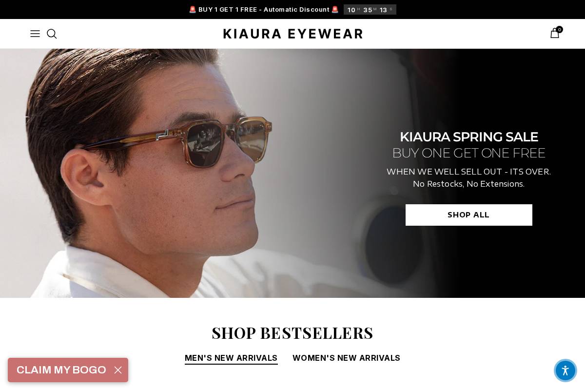 KIAURA Eyewear homepage screenshot