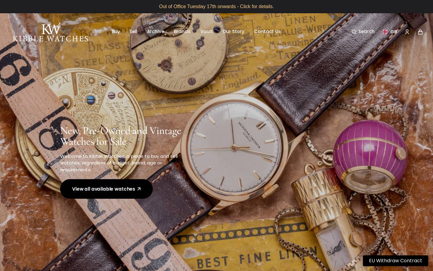 KibbleWatches homepage screenshot